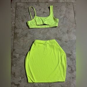 Neon Yellow Women's Skirt Set